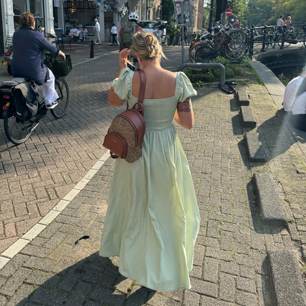 Light Green Puff Sleeve Maxi Dress